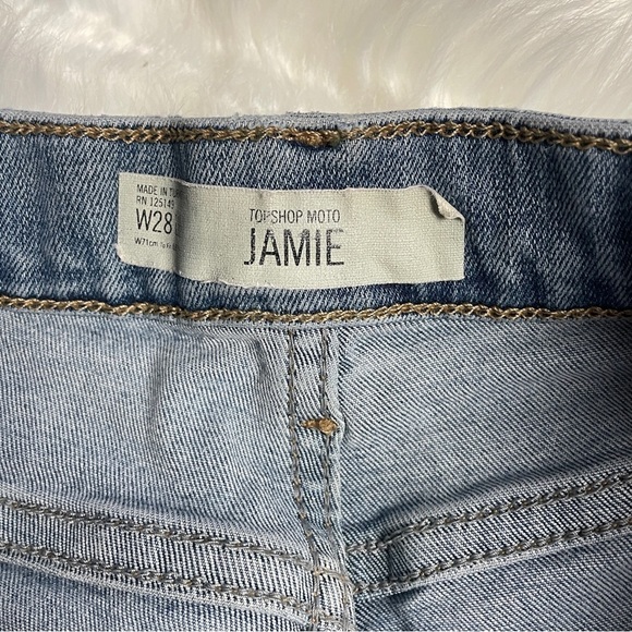 ✨ TopShop Moto Jamie Super Rip Distressed High Waist Skinny Jeans Size 28x32 - Picture 6 of 6
